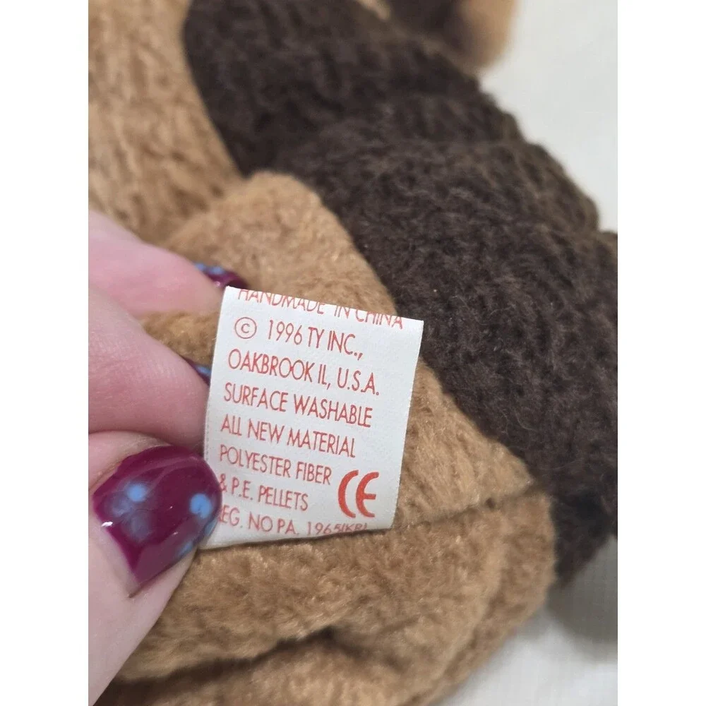NWT 1996 TY Beanie Original Baby Two Tone Brown Dog 7